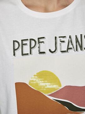 T-Shirt Pepe Jeans Poppy Bianco per Donna