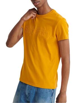T-Shirt Superdry Core Faux Suede Giallo Uomo