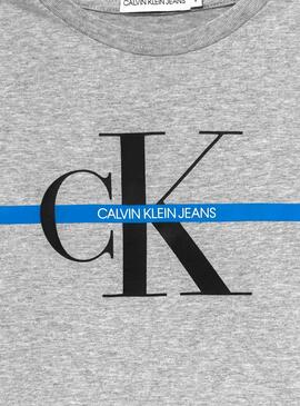 T-Shirt Calvin Klein Monogram Grigio per Bambino