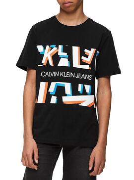 T-Shirt Calvin Klein Jeans Letter Black per bambino