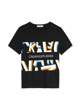 T-Shirt Calvin Klein Jeans Letter Black per bambino
