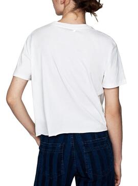 T-Shirt Pepe Jeans Fleur Bianco da Donna