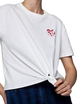T-Shirt Pepe Jeans Fleur Bianco da Donna