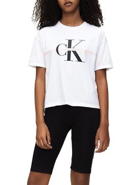 T-Shirt Calvin Klein Jeans Monogram Bianco Bambina