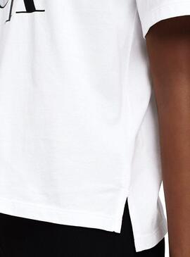 T-Shirt Calvin Klein Jeans Monogram Bianco Bambina