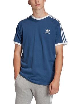 T-Shirt Adidas 3 Stripes Blu da uomo