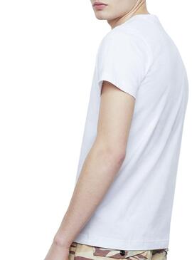 T-Shirt Diesel Label Bianco per uomo