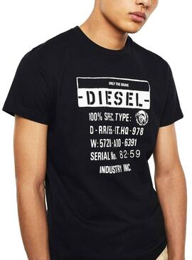 T-Shirt Diesel Label nero per uomo