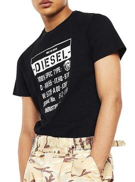 T-Shirt Diesel Label nero per uomo