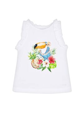 T-Shirt Mayoral Tucan Bianco per Bambina