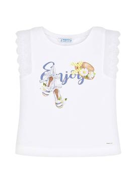 T-Shirt Mayoral Espadrille Bianco per Bambina