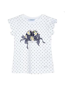 T-Shirt Mayoral Topos Bianco per Bambina