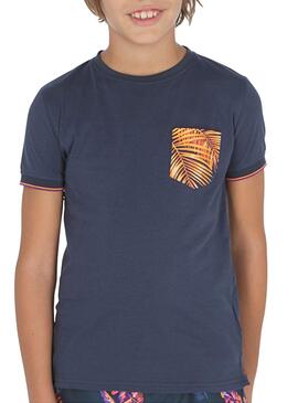 T-Shirt Mayoral Tropical Pocket Blu per Bambino