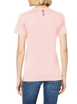 T-Shirt Calvin Klein Jeans Stripe Logo Pink Women