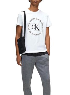 T-Shirt Calvin Klein Round Logo Bianco Uomo