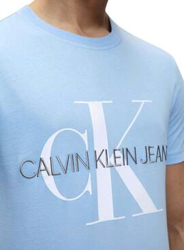 T-Shirt Calvin Klein Vegetable Monogram Blu