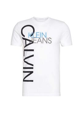 T-Shirt Calvin Klein Jeans Vertical Bianco Uomo