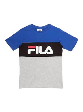 T-Shirt Fila Color Block Blu per Bambino