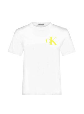 Camicia Calvin Klein Jeans Back Logo Bianco per Donna