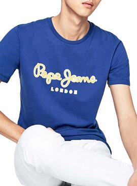 T-Shirt Pepe Jeans Merton Blue per Uomo