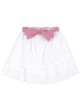 Gonna Mayoral Popelin traforato Bianco per Bambina