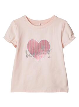 T-Shirt Name It Fastripa Pink per Bambina