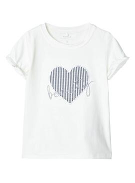 T-Shirt Name It Fastripa Bianco per Bambina