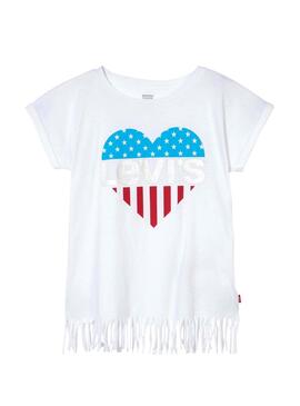 T-Shirt Levis Frangia Bianco per Bambina