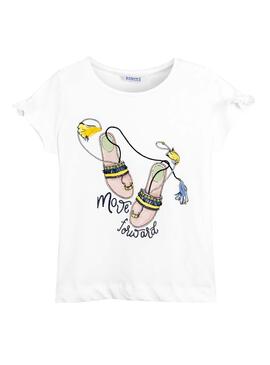 T-Shirt Mayoral Flip Flops Bianco per Bambina