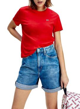 T-Shirt Tommy Jeans Classics Rosso per Donna