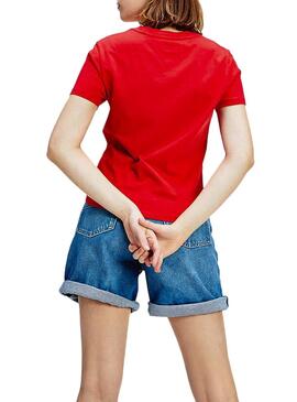 T-Shirt Tommy Jeans Classics Rosso per Donna