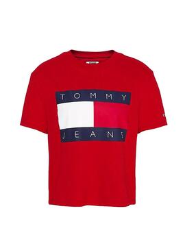 T-Shirt Tommy Jeans Flag Rosso Donna