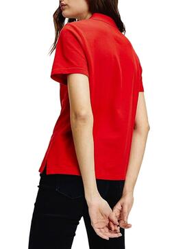 Polo Tommy Jeans Badge Rosso Per Donna