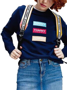 Felpe Tommy Jeans Modern Logo Blu Navy Donna