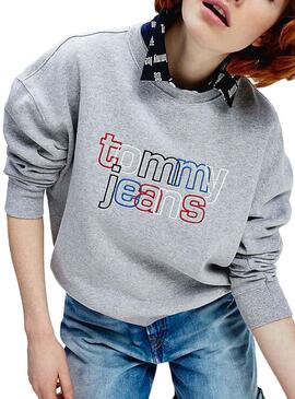 Felpe Tommy Jeans Modern Logo Gris Para Donna