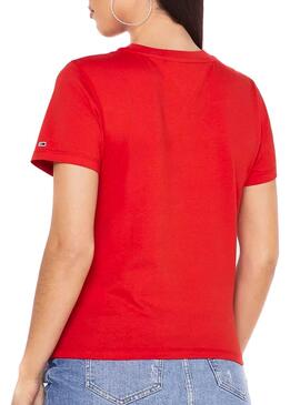 T-Shirt Tommy Jeans Logo multicolore Rosso Donna