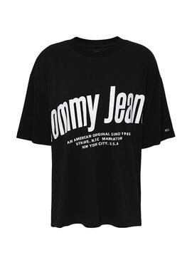 T-Shirt Tommy Jeans Logo diagonale Nero Donna