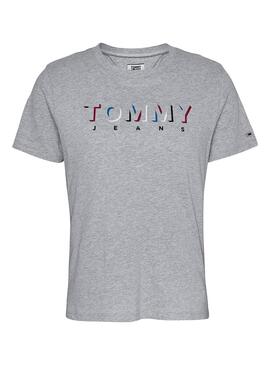 T-Shirt Tommy Jeans Shadow Logo Grigio per Donna