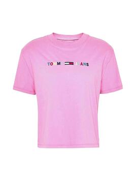 T-Shirt Tommy Jeans Logo colorato Rosa Donna