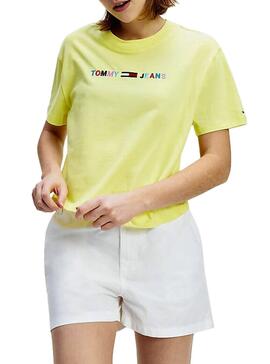 T-Shirt Tommy Jeans Logo colored Giallo Donna