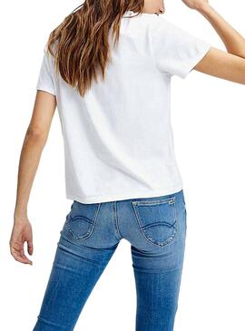 T-Shirt Tommy Jeans Camo Logo Bianco  per Donna