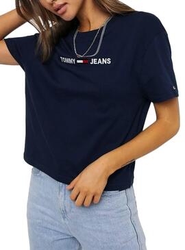 T-Shirt Tommy Jeans Modern Logo Blu Navy Donna