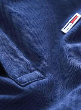 Polo Tommy Jeans Classic Solid Blu per Uomo