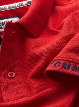 Polo Tommy Jeans Branded Rosso per Uomo