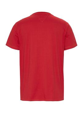 T-Shirt Tommy Jeans Chest Logo Rosso per Uomo