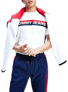 T-Shirt Tommy Jeans Double Stripe Bianco 