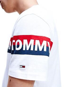 T-Shirt Tommy Jeans Double Stripe Bianco 