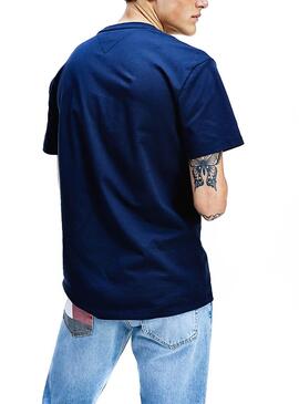 T-Shirt Tommy Jeans Embroidered Blu per Uomo