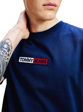T-Shirt Tommy Jeans Embroidered Blu per Uomo