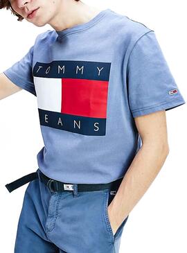 T-Shirt Tommy Jeans Big Flag Blu Uomo